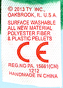 15th generation Ty Beanie Baby tush tag - back