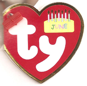 Ty Birthday Bear swing tag - front