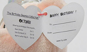 Birthday Bear series 2 swing tag inside