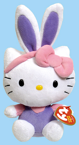 Hello Kitty (Easter, purple bunny ears) - cat - Ty Beanie Babies