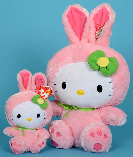 Beanie Baby and Buddy versions of Hello Kitty (bunny costume)