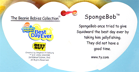 New With MINT TAGS Ty SpongeBob Best Day Ever Beanie Babies 