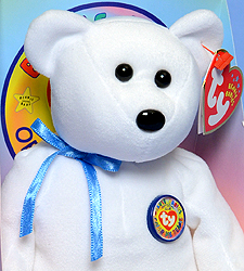 Color Me Beanie bear - blue ribbon