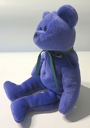 Ty Employee Teddy green ribbon Beanie Baby - side