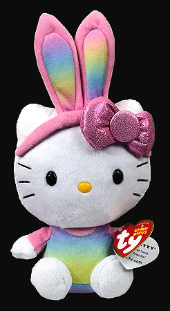 Hello Kitty (Easter, rainbow ears) - cat - Ty Beanie Babies