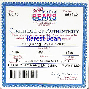 Hong Kong Toy Fair 2013, Authentication Certificate