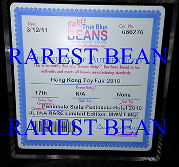Hong Kong Toy Fair 2010, Authentication Certificate