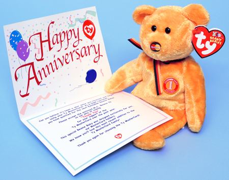 M.C. II Anniversary Edition - bear - Ty Beanie Baby with Happy Anniversary card