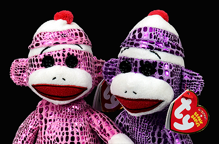 Sock Monkeys - pink sparkle and purple sparkle