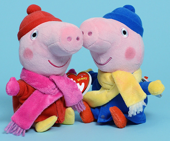 George and Peppa with their winter scarves