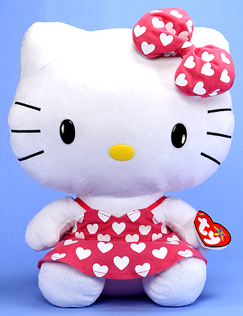 Hello Kitty (white hearts on pink dress) - cat - Ty Beanie Babies