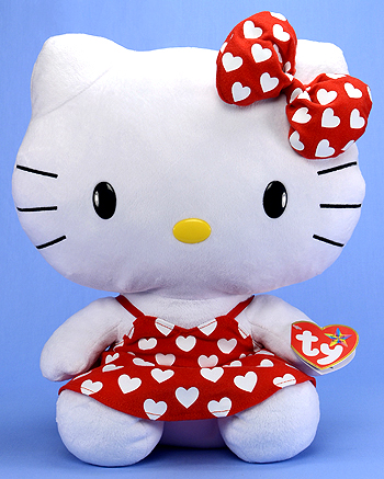 Hello Kitty (white hearts on red dress) - cat - Ty Beanie Babies