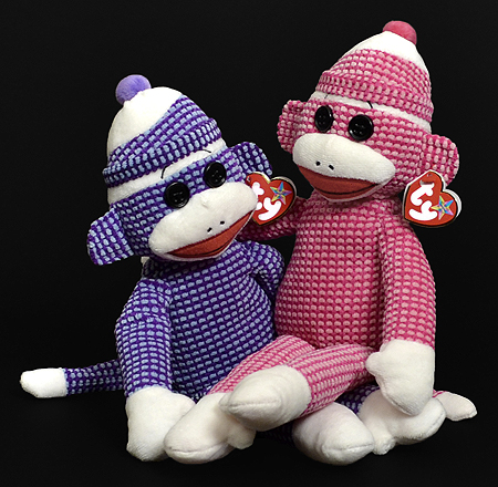 Socks the Sock Monkey purple and pink quilted versions