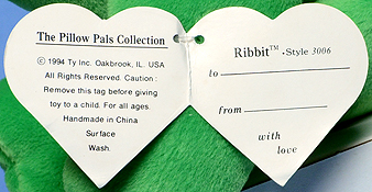 Ribbit 1st generation swing tag - inside