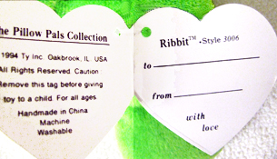 Ribbit (solid green) - 2nd generation swing tag inside