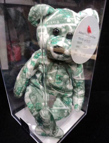 Dollar Teddy (white/green) Beanie Babies bear prototype