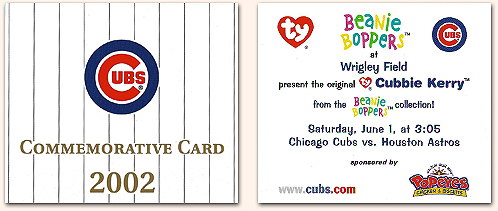 Cubbie Kerry - commemorative card front & back