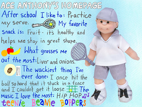 Ace Anthony homepage from the Ty website