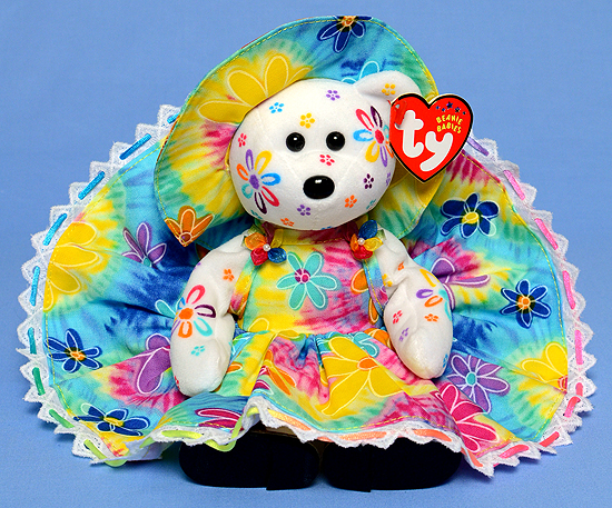 Tie Dye Peace and Love Daisy - Tina Tate decorated Ty bear