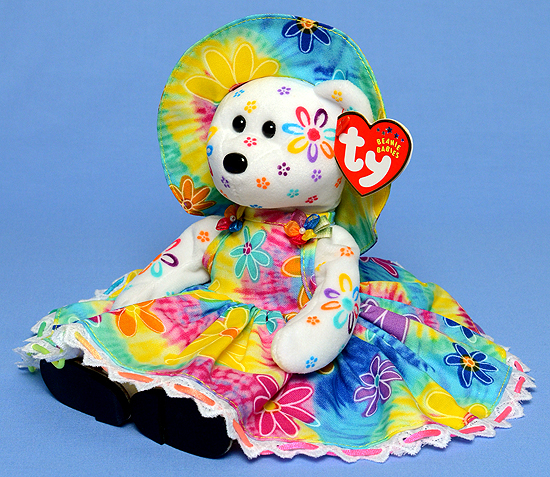 Tie Dye Peace and Love Daisy - Tina Tate decorated Ty bear