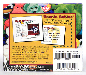 1999 Beanie Babies Collector's Calendar - back